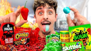 Eating the Worlds Spiciest VS Sourest Food  Challenge [upl. by Oilegor]