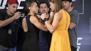 Claudia Gadelha vs Karolina Kowalkiewicz UFC 212 Media Day Staredown  MMA Fighting [upl. by Ttihw]