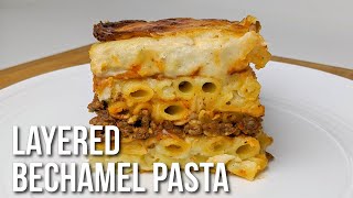 Layered Bechamel Pasta Recipe  Egyptian Macarona bel Bechamel [upl. by Rolo]