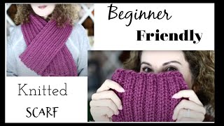 Beginners Easy 2 by 2 knit Knitted scarf [upl. by Nakre]