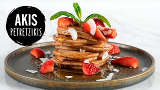 WholeWheat Pancakes with Fruit  Akis Petretzikis [upl. by Aserehtairam]