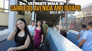 Hustle life in CarriedoAvenida and Quiapo  walk with locals ManilaPhilippines 4K [upl. by Alana]