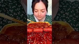 Eat noodles With meatballs And enoki mushroom asmr eatingspicyfood [upl. by Norabel]