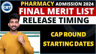 B pharmacy Final Merit List kab release hogi  B pharmacy Cap Round Staring Dates 2024 [upl. by Seem]