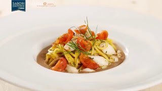 Spaghetti alla chitarra con calamaretti spillo  Chef Riccardo Cominardi  Saporie [upl. by Terris]