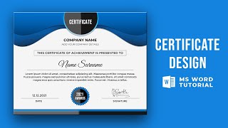 Certificate Design in MS Word  How to Make a Certificate Design in Microsoft word [upl. by Cyrano]