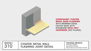 Coated Metal Wall Flashing Joint Detail  TPO Commercial Roofing  GAF Drawing 310 [upl. by Silvan]