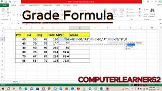 HowToCalculateGradeFormulaIn MsExcel  MsExcelMeinGradeKaFormulaKaiseKrein [upl. by Htenywg]