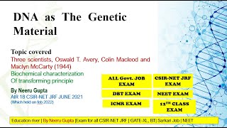 Biochemical characterization of transforming principle Three scientists Avery Colin and McCarty [upl. by Bridges615]