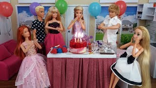 Barbie Birthday Party in the Dream House Barbie gets presents [upl. by Nivag]