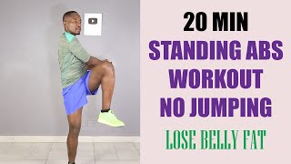 20 Minute Standing Abs Workout No Jumping Lose Belly Fat At Home [upl. by Merfe]