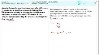 CBSE Moving Charges and Magnetism  Motion in a Magnetic Field  2019 Paper 2 Set 1 Question 2 [upl. by Patricia]