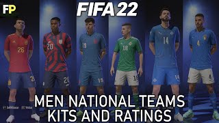 FIFA 22  Men national teams kits and ratings  seleções masculinas Uniformes e Pontuações [upl. by Derian]