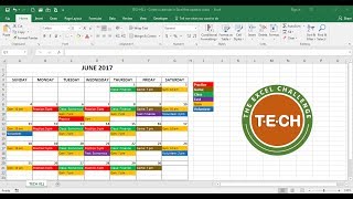 TECH011  Create a calendar in Excel that automatically updates colors by event category [upl. by Kenimod]