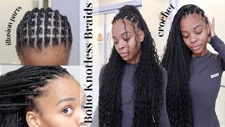 i HATED crochet braids until THIS Boho Knotless Crochet  Illusion Part Method Ft Eayon Hair [upl. by Wadleigh]