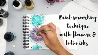 Painting with flowers  Art journal  Flower paint smooshing technique [upl. by Sackman301]