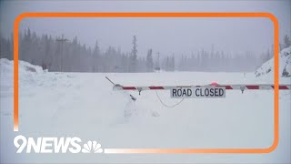 Berthoud Pass remains closed as winds snow make it challenging to clear avalanches [upl. by Ynahpit]