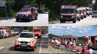 BUSUNFALL MIT 60 VERLETZTEN Großübung für Hessentag 2014 in Bensheim Helfer proben den Ernstfall [upl. by Theta]