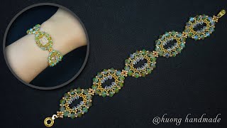 Oval shape beaded braceletBeading tutorial DIY beaded jewelry [upl. by Elime972]