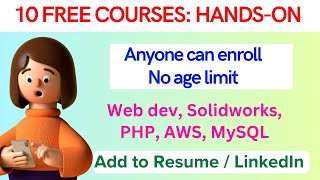 10 POPULAR TOPICS FREE COURSES WITH MINI PROJECTS  FREE COURSES WITH HANDSON [upl. by Innavoij]