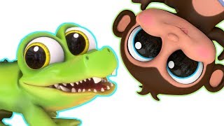 5 Little Monkeys and Mr Crocodile  Learn Subtraction  Learn Counting [upl. by Nilya]