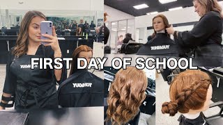 FIRST DAY OF COSMETOLOGY SCHOOL Toni amp Guy Hairdressing Academy [upl. by Yecniuq]