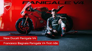 Francesco Bagnaia  New Panigale V4  First Ride [upl. by Yaffit]