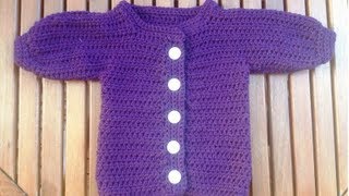 Babyjacke häkeln  Anleitung Strickjacke  Teil 2 rechtes Vorderteil mit Untertitel by BerlinCrochet [upl. by Rosenberg]