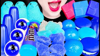 ASMR Blue Crunchy Jelly Kohakuto Niklnip wax bottles 파란색 젤리 코하쿠토 닉클립 왁스병 먹방 Mukbang Eating [upl. by Rosmunda28]