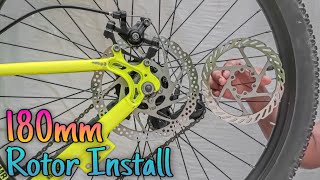 How To Install 180mm Disc Break  Upgrade MTB Rotors 160mm To 180mm  mtb bicycle aboutMTB [upl. by Radley]