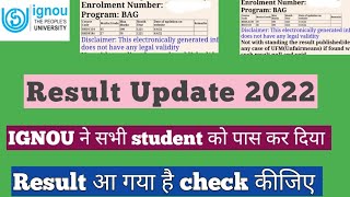 IGNOU DECEMBER 2021 Exam Result Big Update Published Dec 2021 Result New Update BAG Student Special [upl. by Ned]