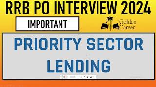 RRB PO Interview 2024 Mastering Priority Sector Lending  Essential Banking Knowledge [upl. by Aiht]