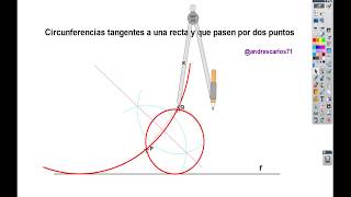 Circunferencias tangentes a una recta y que pasen por dos puntos [upl. by Chrisman529]