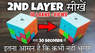 HOW TO SOLVE 2ND LAYER OF RUBIKS CUBE IN HINDI  2ND LAYER OF RUBIKS CUBE [upl. by Attenrev573]