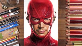 Drawing The Flash Grant Gustin  drawholic [upl. by Einhpets]