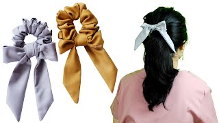 How to Make Scrunchies Easy for Beginners  DIY Knot Bow Scrunchie [upl. by Lener]