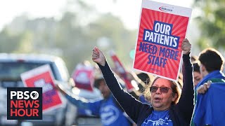 Largest healthcare strike in US history underway as workers protest wages and staffing [upl. by Ney]