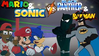 Mario and Sonic vs Black panther and Batman Cartoon Beatbox Battles [upl. by Aiekat925]