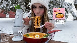 ASMR Eating BULDAK CARBONARA Ramen [upl. by Gnahk]