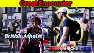 British Atheist Vs American Christian  Street Preaching [upl. by Durant66]