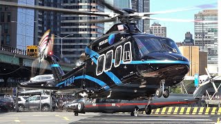 Luxurious AgustaWestland AW139 landing amp takeoff at New York East 34th heliport  helicopter [upl. by Rothmuller346]