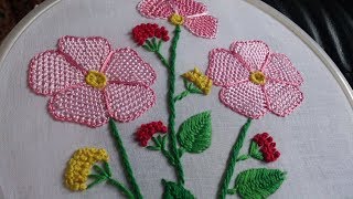 Hand embroidery designs Beautiful flower stitch Net stitch or detached button hole stitch [upl. by Ymer]