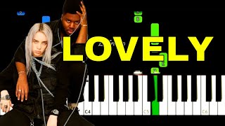 Billie Eilish x Khalid  Lovely  EASY Piano Tutorial [upl. by Butte]