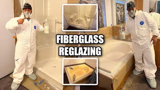 HOW TO REGLAZE and REPAIR A FIBERGLASS BATHTUB and FIBERGLASS SHOWER  DP TUBS Bathtub Reglazing [upl. by Boelter482]