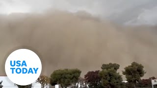 Massive dust storm heavy winds sweep through central California [upl. by Airehs715]