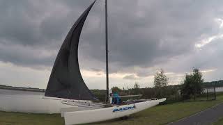 Setting up Nacra F18 spinnaker Sept 2018 [upl. by Lledrev386]