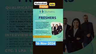 Fresher jobs in Hyderabad  data scientist  latest job openings  software jobs in Hyderabadhiring [upl. by Wendye329]