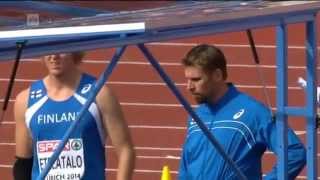 Men´s Javelin Throw Final European Championships Zürich Switzerland 1782014 [upl. by Elburt]