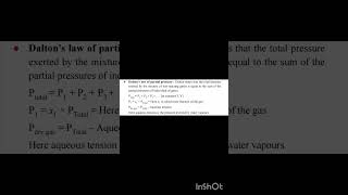 Daltons law of partial pressure Gaseous state shorts viral life ncert neet  jee XI [upl. by Hotze203]