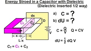 Physics 39 Capacitors 18 of 37 Find C when Dielectric is 12 way in Capacitor [upl. by Ratna]